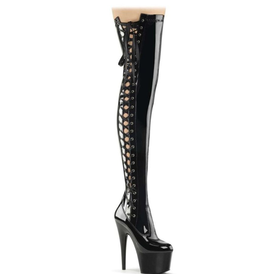 High Heels Pleaser | Pleaser Overknee Stiefel Adore-3050 Schwarz