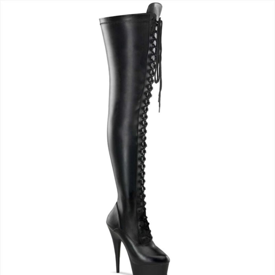 High Heels Pleaser | Pleaser Overknee Stiefel Delight-3023 Schwarz