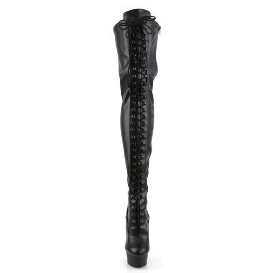 High Heels Pleaser | Pleaser Overknee Stiefel Delight-3023 Schwarz