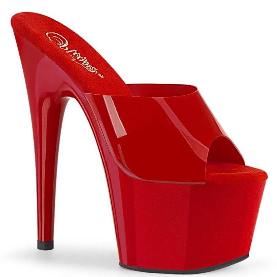 High Heels Pleaser | Pleaser Adore-701N Plateau Pantoletten Rot