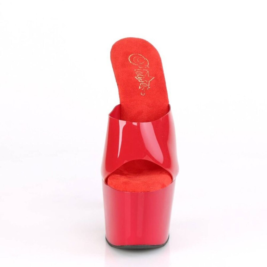 High Heels Pleaser | Pleaser Adore-701N Plateau Pantoletten Rot