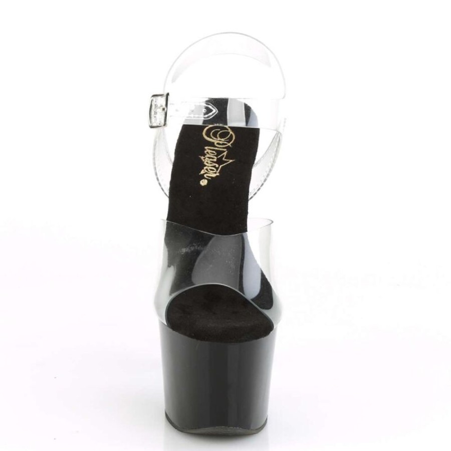 High Heels Pleaser | Pleaser Sandalette Knucks-708 Transparent Schwarz