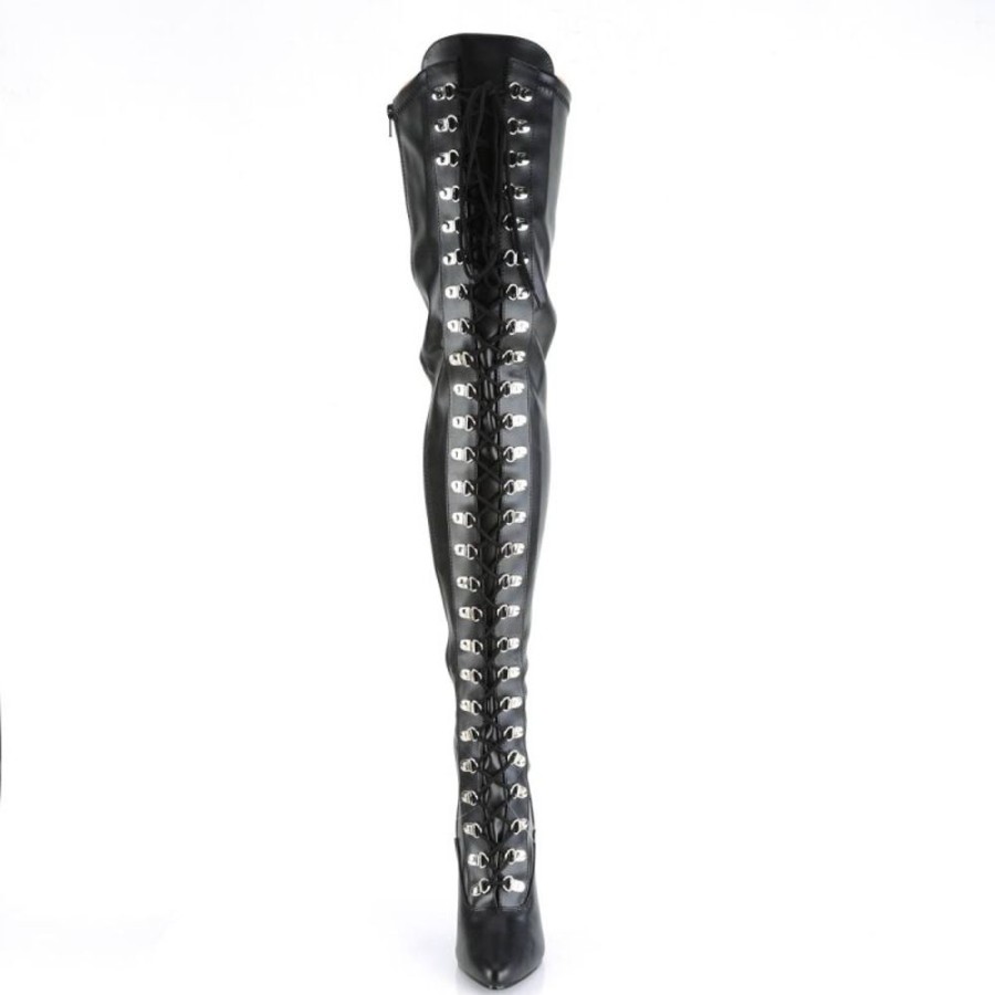 High Heels Pleaser | Pleaser Seduce-3024 Overknee Stiefel Kunstleder Schwarz