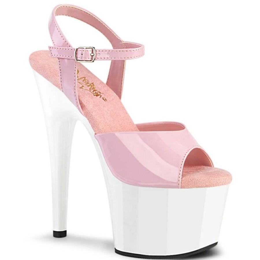 High Heels Pleaser | Pleaser Adore-709 Plateau Sandaletten Lack Rosa Weis