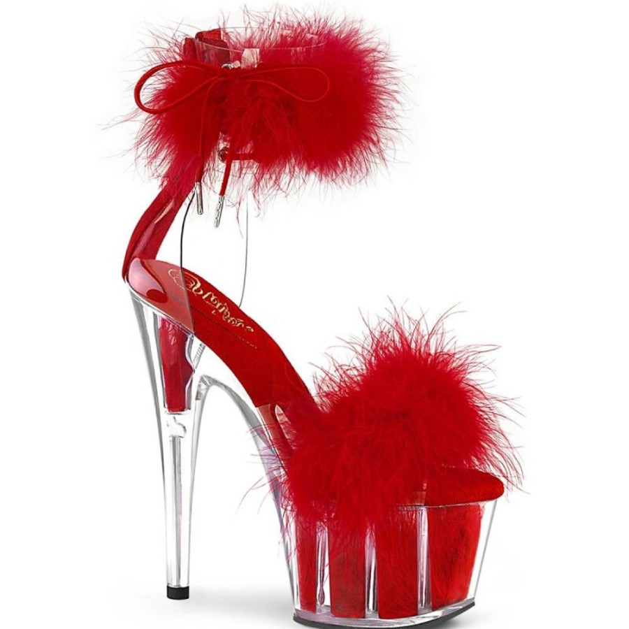 High Heels Pleaser | Pleaser Adore-724F Plateau Sandaletten Transparent Rot