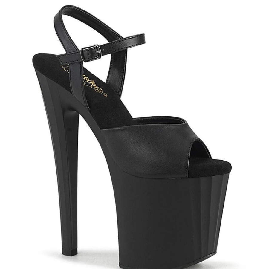 High Heels Pleaser | Pleaser Enchant-709 Plateau Sandaletten Kunstleder Schwarz