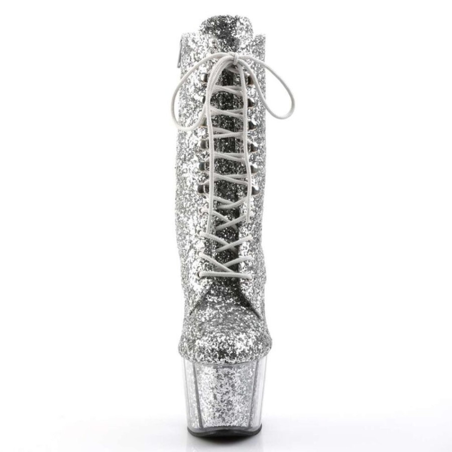 High Heels Pleaser | Pleaser Stiefelette Adore-1020G Silber Glitter