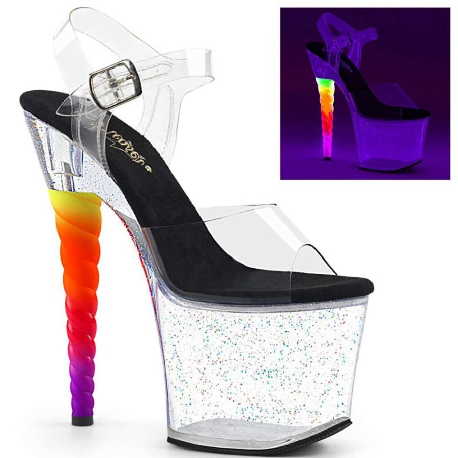 High Heels Pleaser | Pleaser Sandalette Unicorn-708Mg Transparent Schwarz