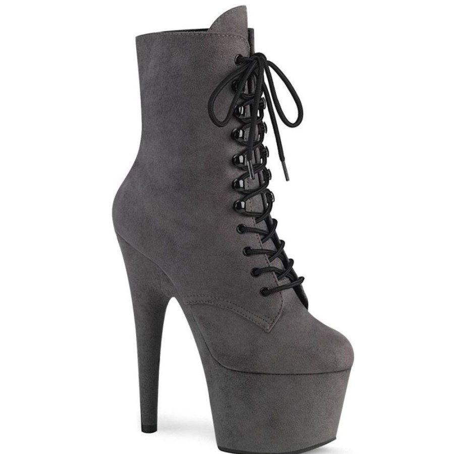 High Heels Pleaser | Pleaser Adore-1020Fs Plateau Stiefeletten Kunstliches Wildleder Grau