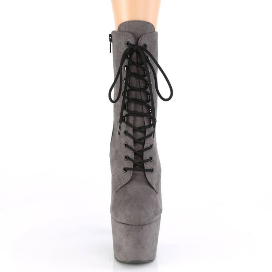 High Heels Pleaser | Pleaser Adore-1020Fs Plateau Stiefeletten Kunstliches Wildleder Grau