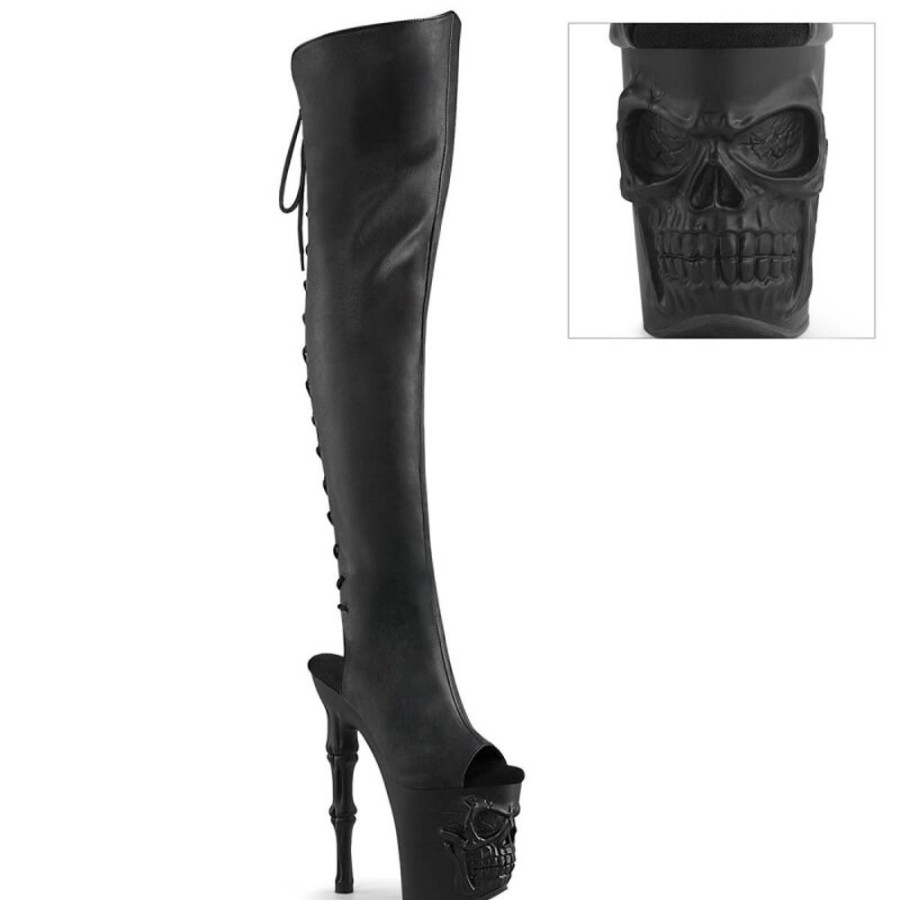 High Heels Pleaser | Pleaser Rapture-3019 Plateau Stiefel Kunstleder Schwarz