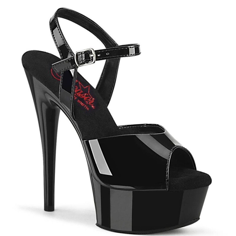 High Heels Pleaser | Pleaser Excite-609 Plateau Sandaletten Lack Schwarz