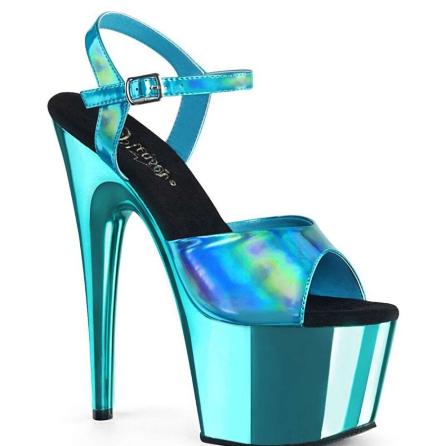 High Heels Pleaser | Pleaser Sandalette Adore-709Hgch Turkis Hologram Chrom