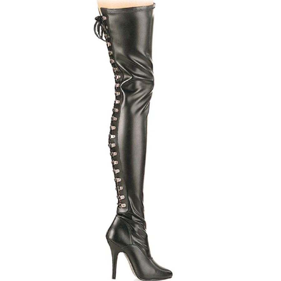 High Heels Pleaser | Pleaser Seduce-3063 Overknee Stiefel Kunstleder Schwarz