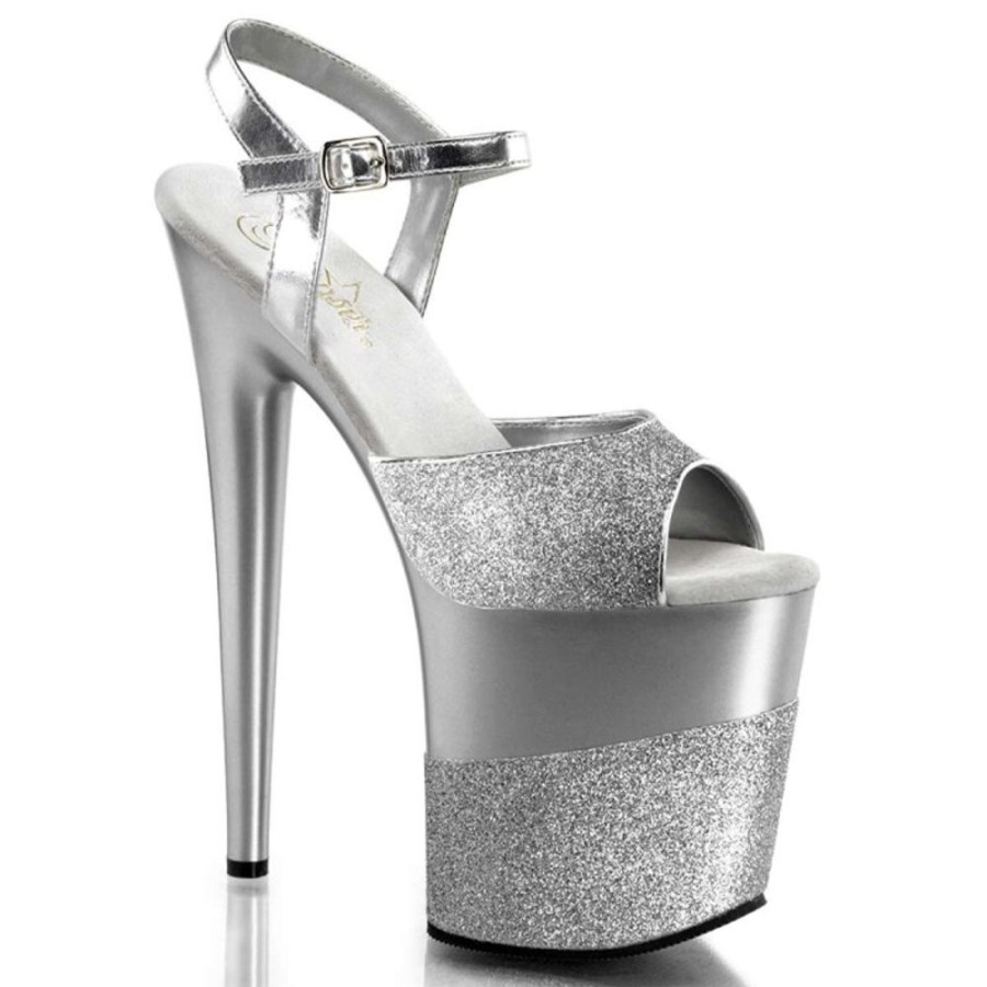 High Heels Pleaser | Pleaser Sandalette Flamingo-809-2G Silber Glitter