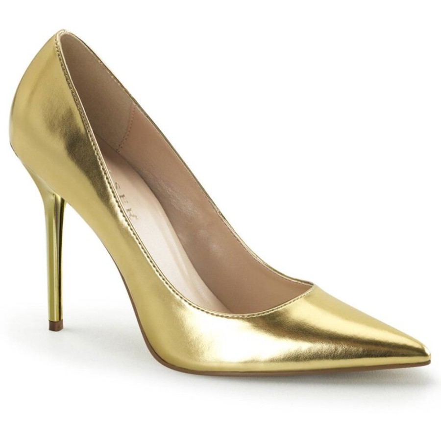 High Heels Pleaser | Pleaser Classique-20 Pumps Metallic Gold