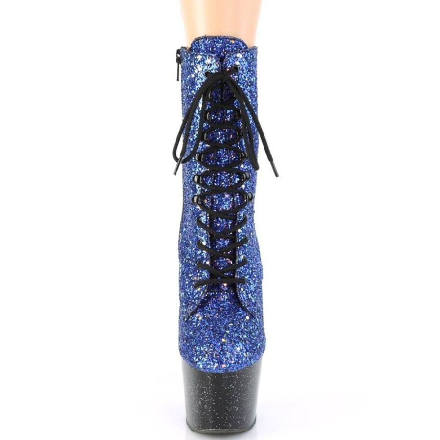 High Heels Pleaser | Pleaser Adore-1020Mg Plateau Stiefeletten Glitter Bunt Blau