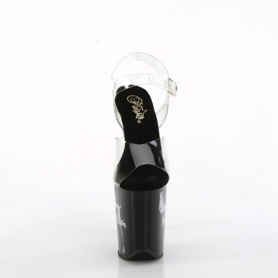 High Heels Pleaser | Pleaser Flamingo-808Nldg Plateau Sandaletten Transparent Schwarz