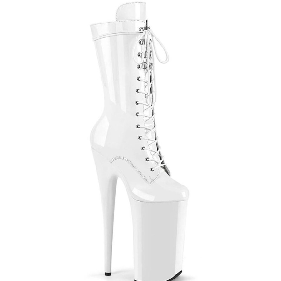 High Heels Pleaser | Pleaser Beyond-1050 Plateau Stiefeletten Lack Weis