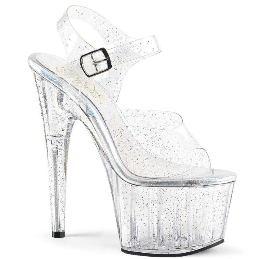 High Heels Pleaser | Pleaser Sandalette Adore-708Mmg Transparent Silber