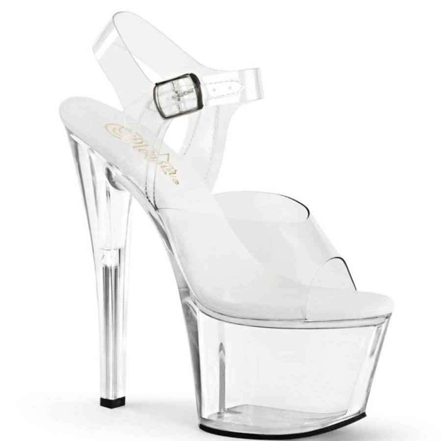 High Heels Pleaser | Pleaser Sandalette Sky-308Vl Transparent Silber