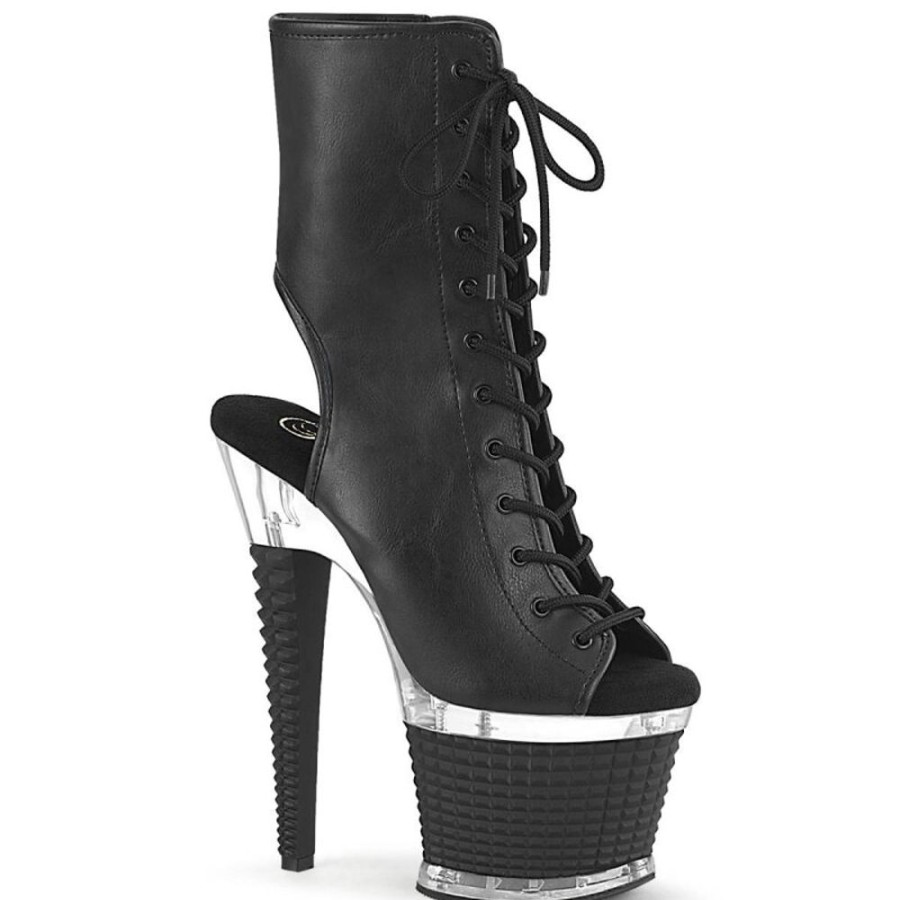 High Heels Pleaser | Pleaser Spectator-1016 Plateau Stiefeletten Kunstleder Schwarz