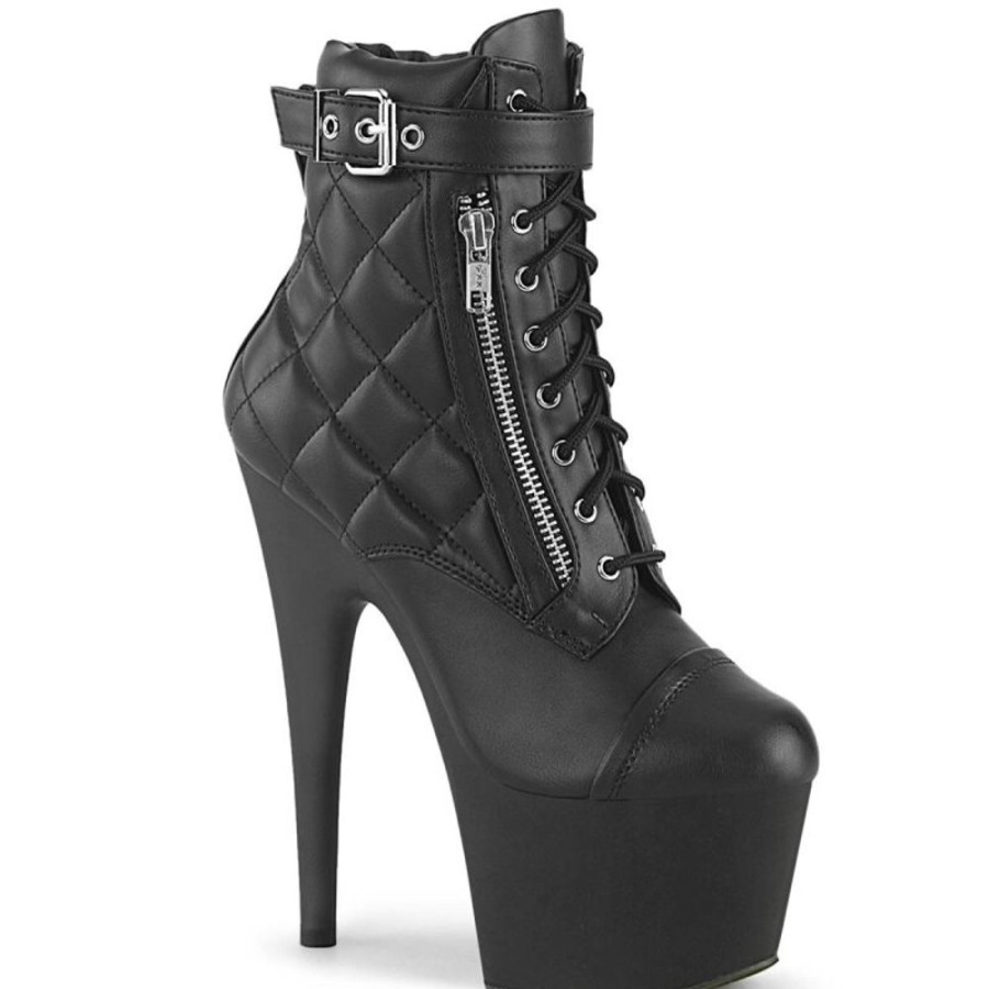 High Heels Pleaser | Pleaser Adore-700-05 Plateau Stiefeletten Kunstleder Schwarz