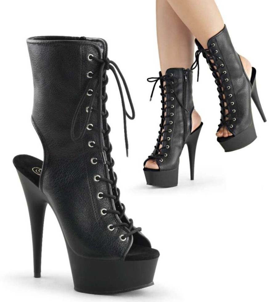 High Heels Pleaser | Pleaser Stiefelette Delight-1016 Schwarz