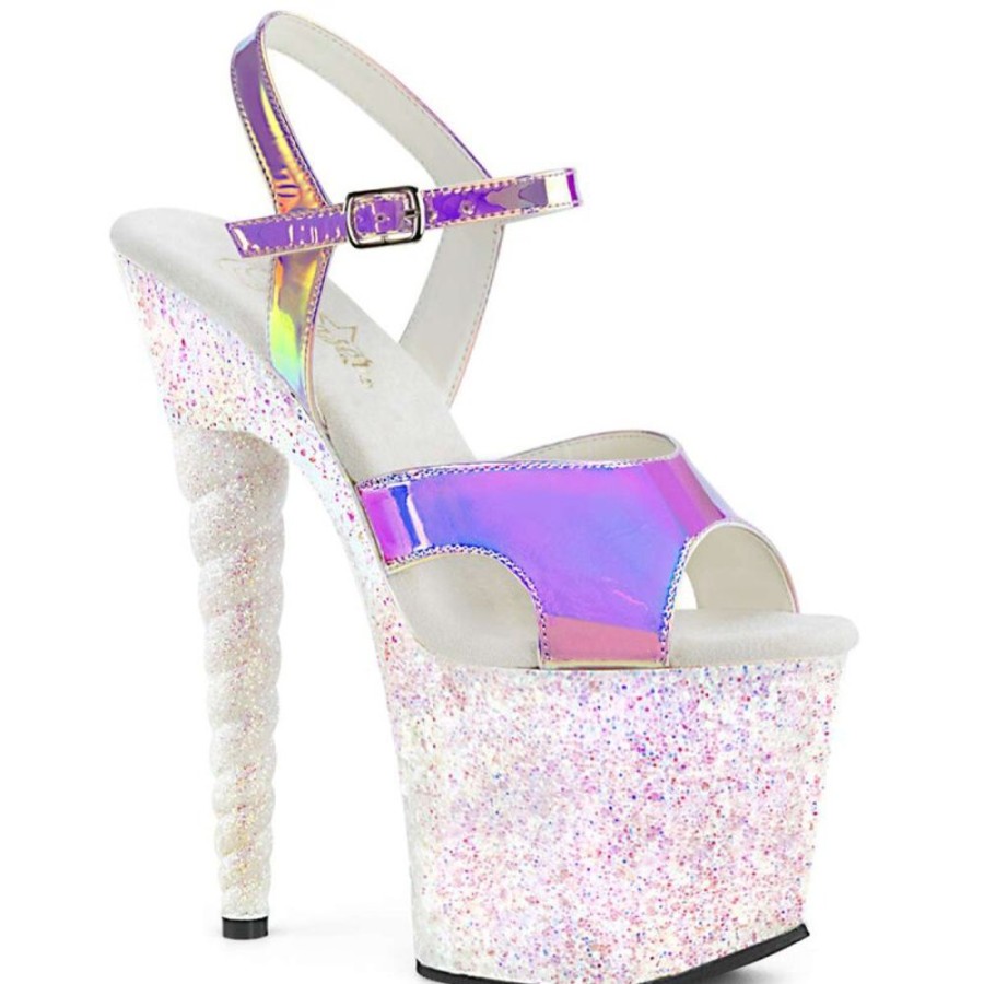 High Heels Pleaser | Pleaser Sandalette Unicorn-711Lg Lila Schimmernd Weis Glitter