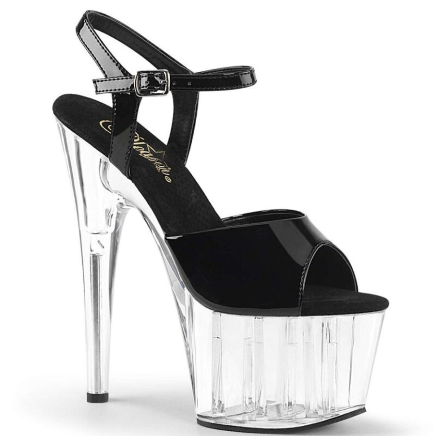 High Heels Pleaser | Pleaser Sandalette Adore-709 Schwarz Transparent