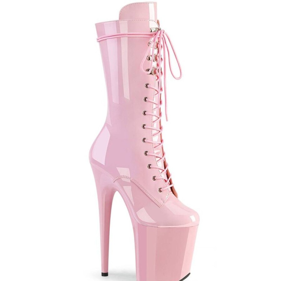 High Heels Pleaser | Pleaser Flamingo-1050 Plateau Stiefeletten Lack Rosa