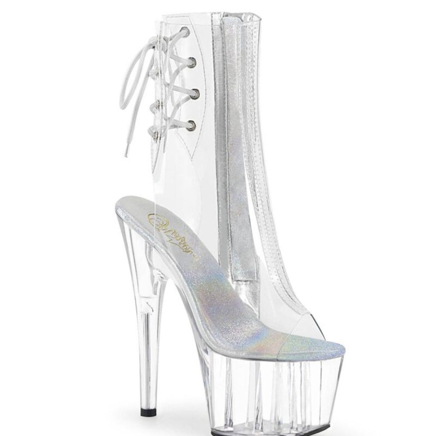 High Heels Pleaser | Pleaser Adore-1018C Plateau Stiefeletten Transparent