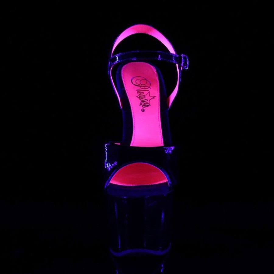 High Heels Pleaser | Pleaser Sandalette Sky-309Tt Schwarz Neon-Pink