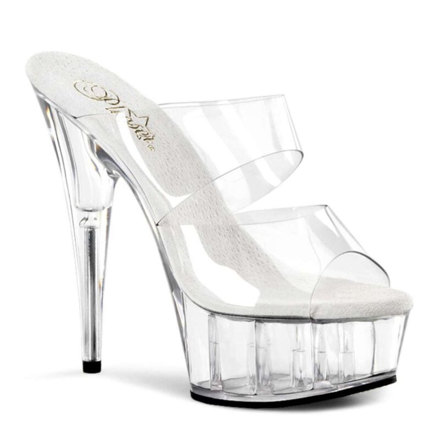 High Heels Pleaser | Pleaser Pantolette Delight-602 Transparent Silber