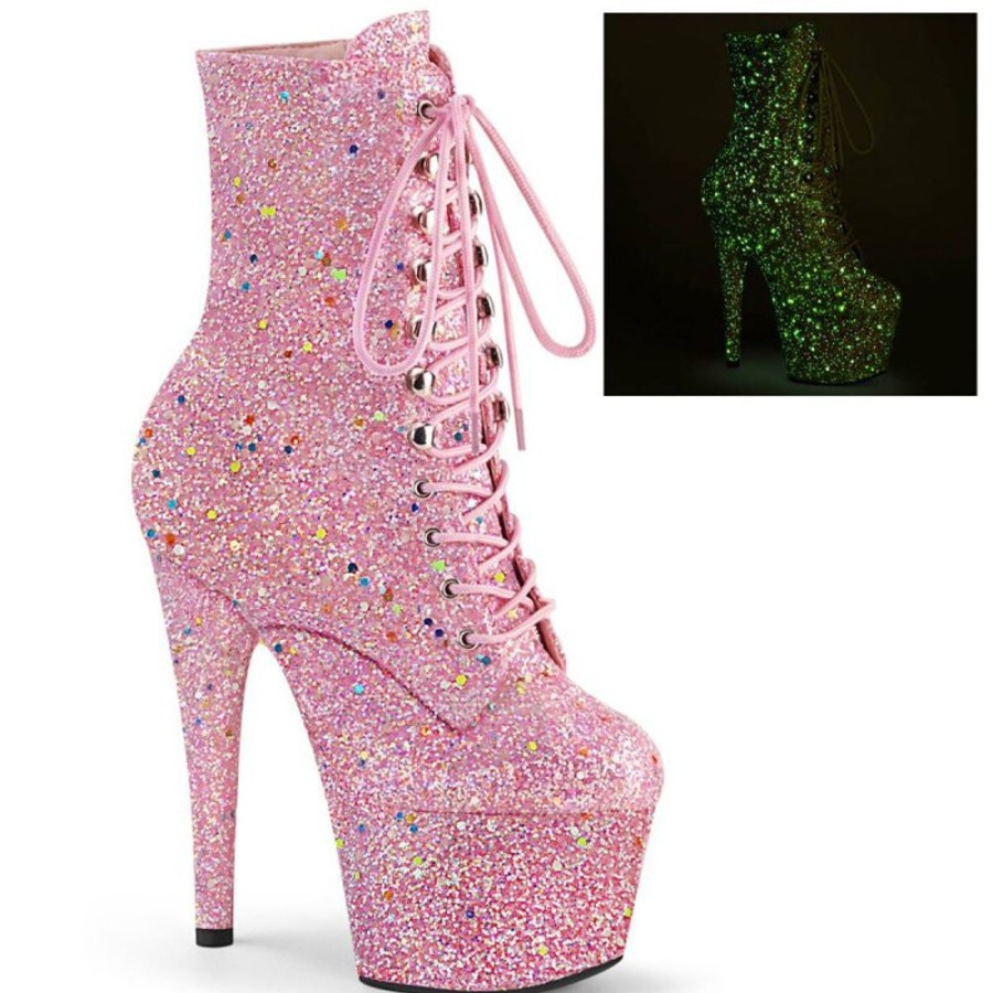 High Heels Pleaser | Pleaser Adore-1020Gdlg Plateau Stiefeletten Glitter Rosa