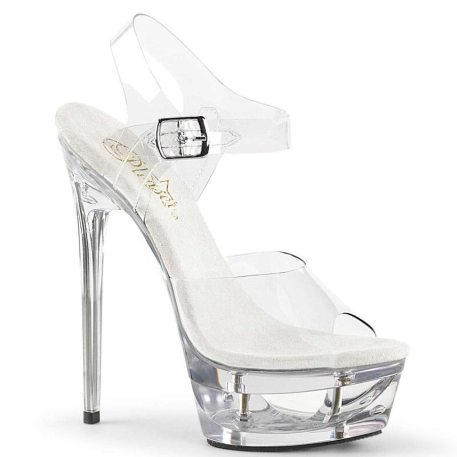 High Heels Pleaser | Pleaser Sandalette Eclipse-608 Transparent Silber