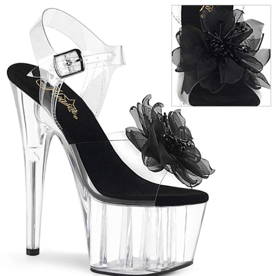 High Heels Pleaser | Pleaser Sandalette Adore-708Bfl Transparent Schwarz