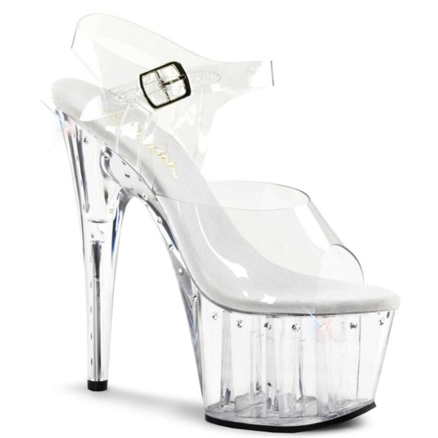 High Heels Pleaser | Pleaser Sandalette Adore-708Ls Transparent Silber