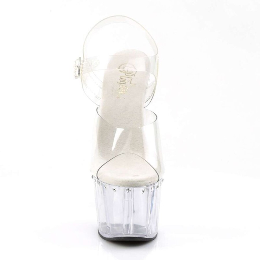 High Heels Pleaser | Pleaser Sandalette Adore-708Ls Transparent Silber