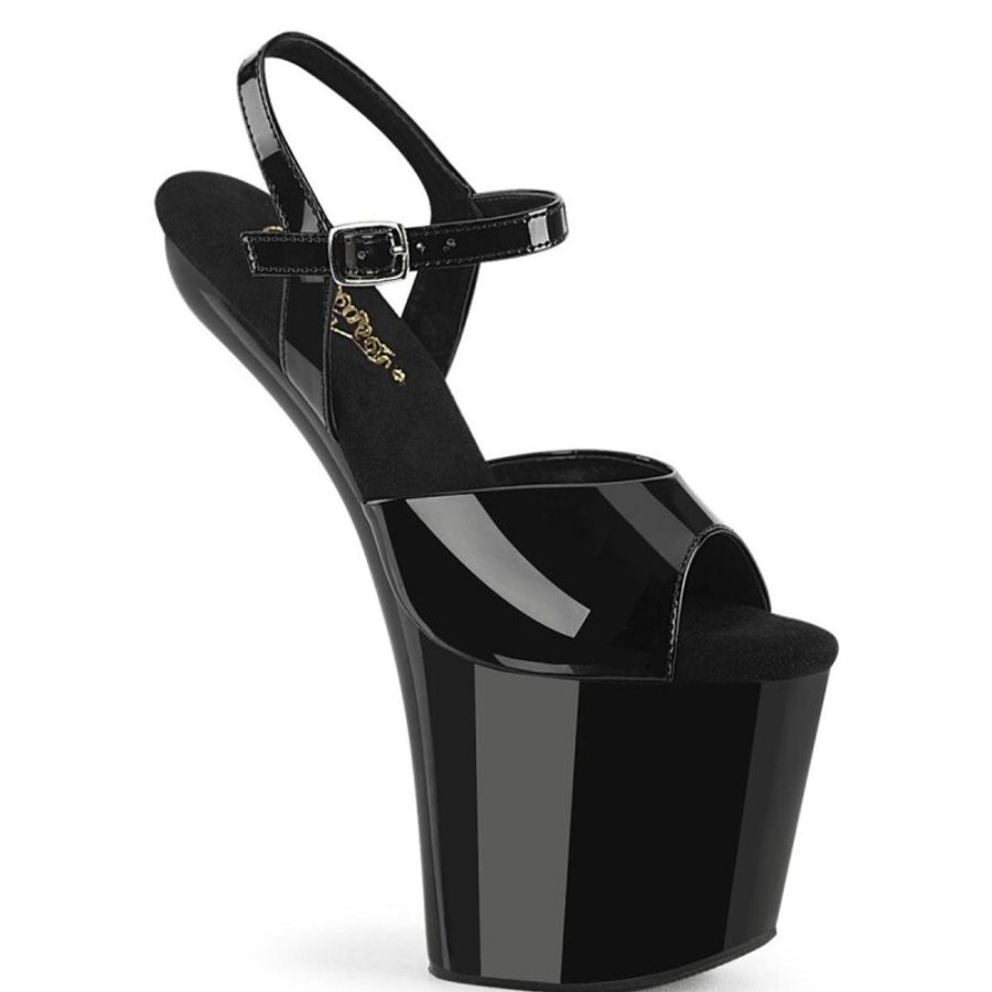 High Heels Pleaser | Pleaser Craze-809 Plateau Sandaletten Lack Schwarz