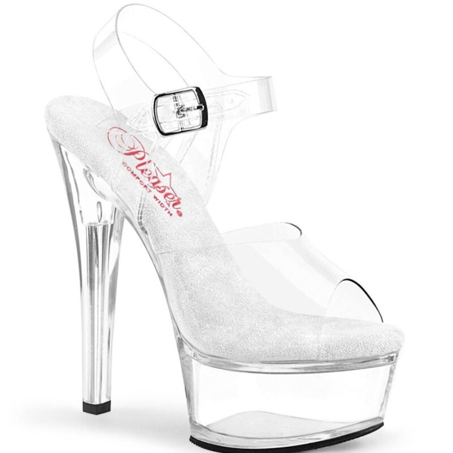 High Heels Pleaser | Pleaser Gleam-608 Plateau Sandaletten Transparent