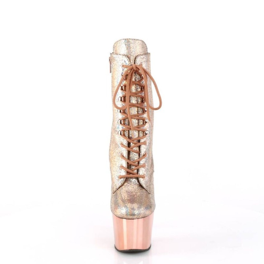 High Heels Pleaser | Pleaser Adore-1020Hm Plateau Stiefeletten Metallic Chrom Rose-Gold