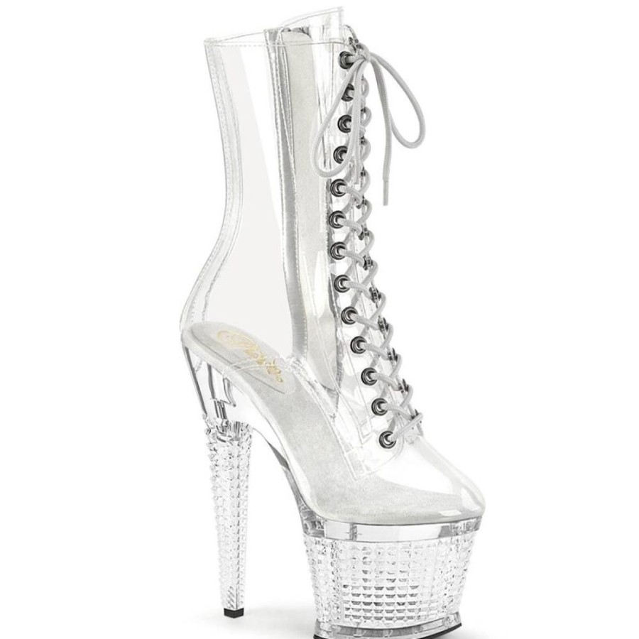 High Heels Pleaser | Pleaser Spectator-1040C Plateau Stiefeletten Transparent