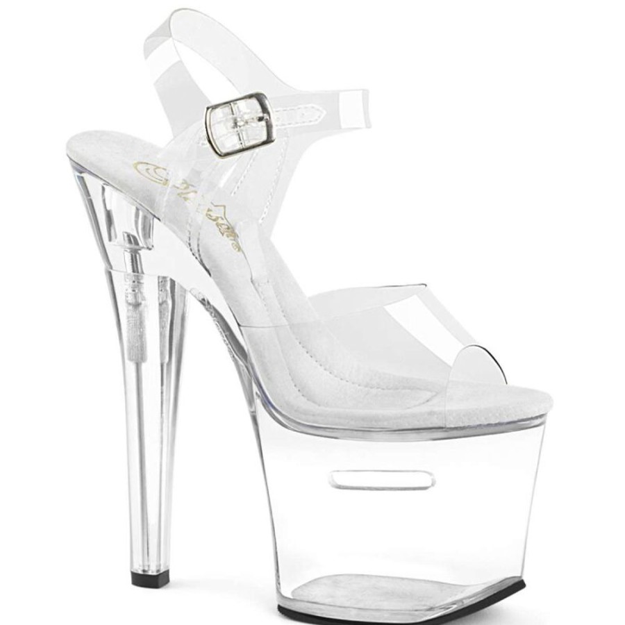 High Heels Pleaser | Pleaser Sandalette Tipjar-708Rad Transparent Silber