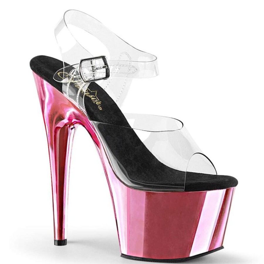 High Heels Pleaser | Pleaser Sandalette Adore-708 Transparent Pink Chrom