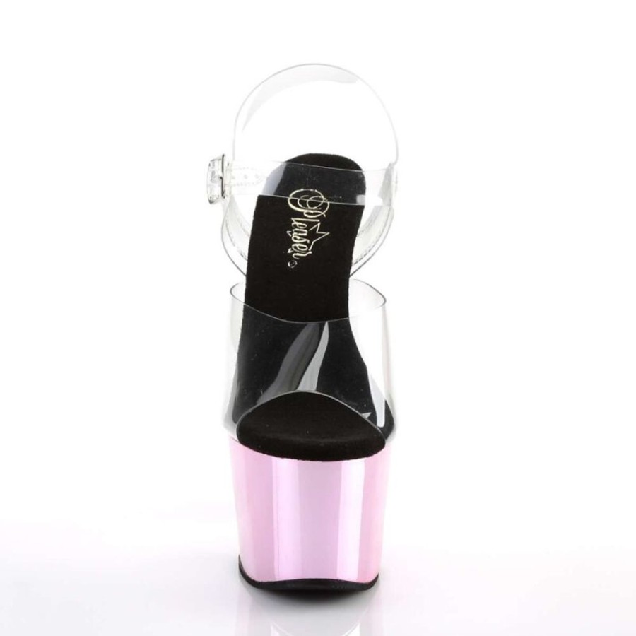 High Heels Pleaser | Pleaser Sandalette Adore-708 Transparent Pink Chrom