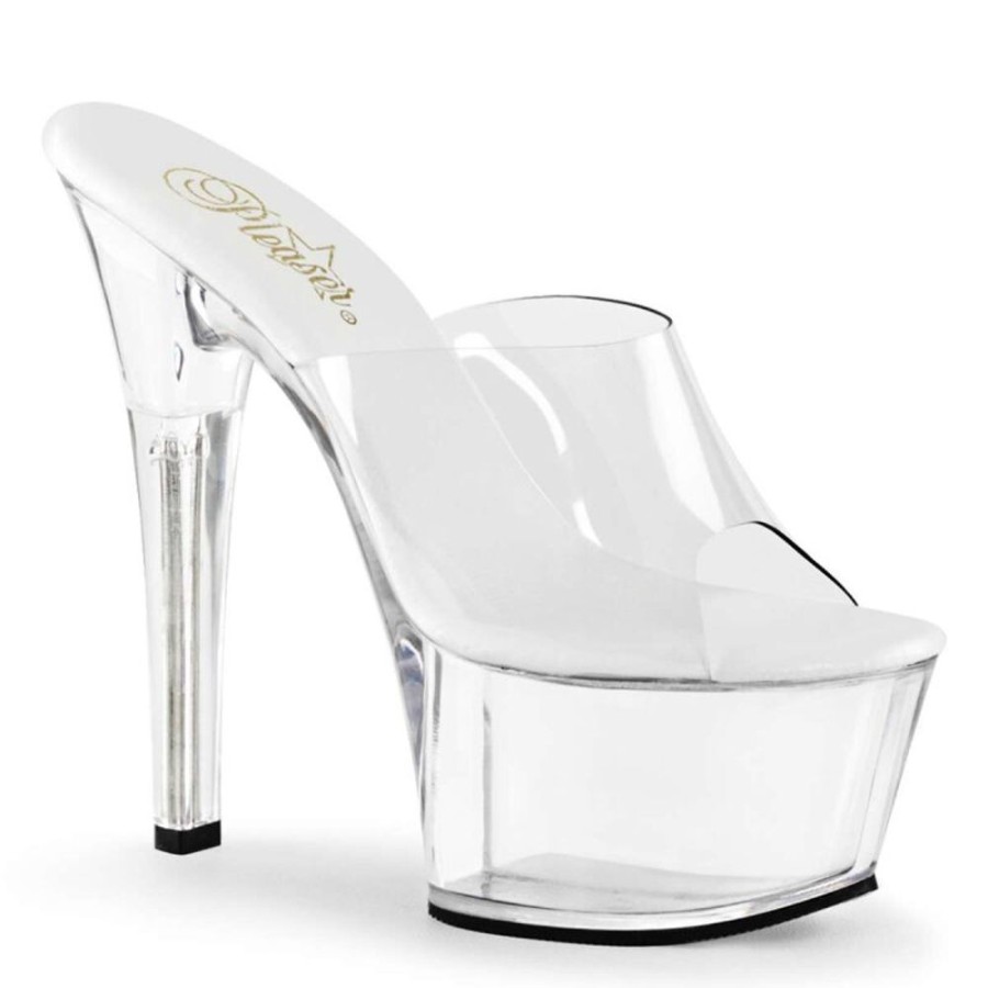 High Heels Pleaser | Pleaser Pantolette Aspire-601 Transparent Silber