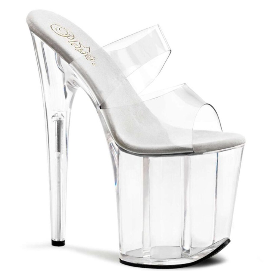 High Heels Pleaser | Pleaser Pantolette Flamingo-802 Transparent Silber