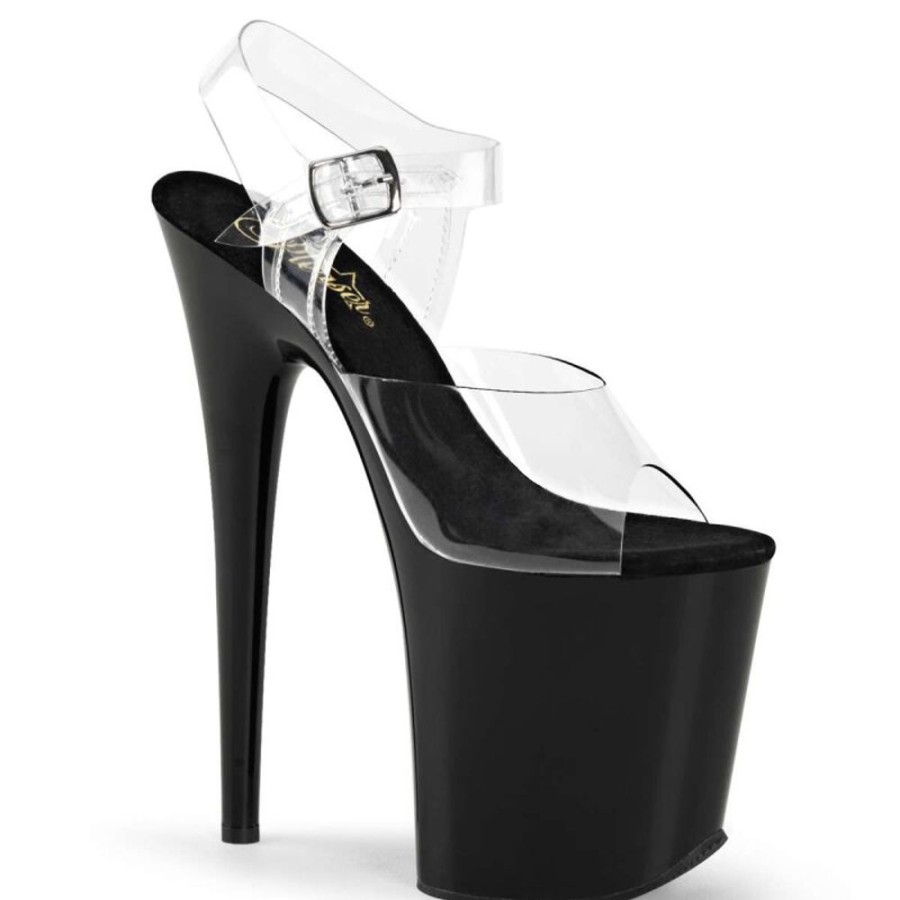 High Heels Pleaser | Pleaser Sandalette Flamingo-808 Transparent Schwarz