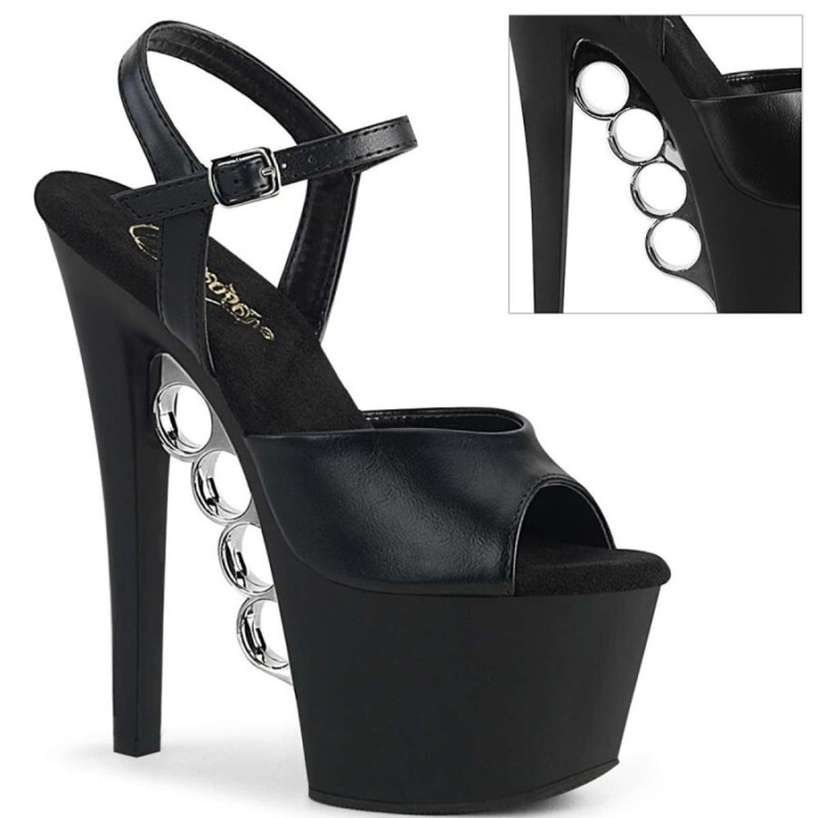 High Heels Pleaser | Pleaser Sandalette Knucks-709 Schwarz